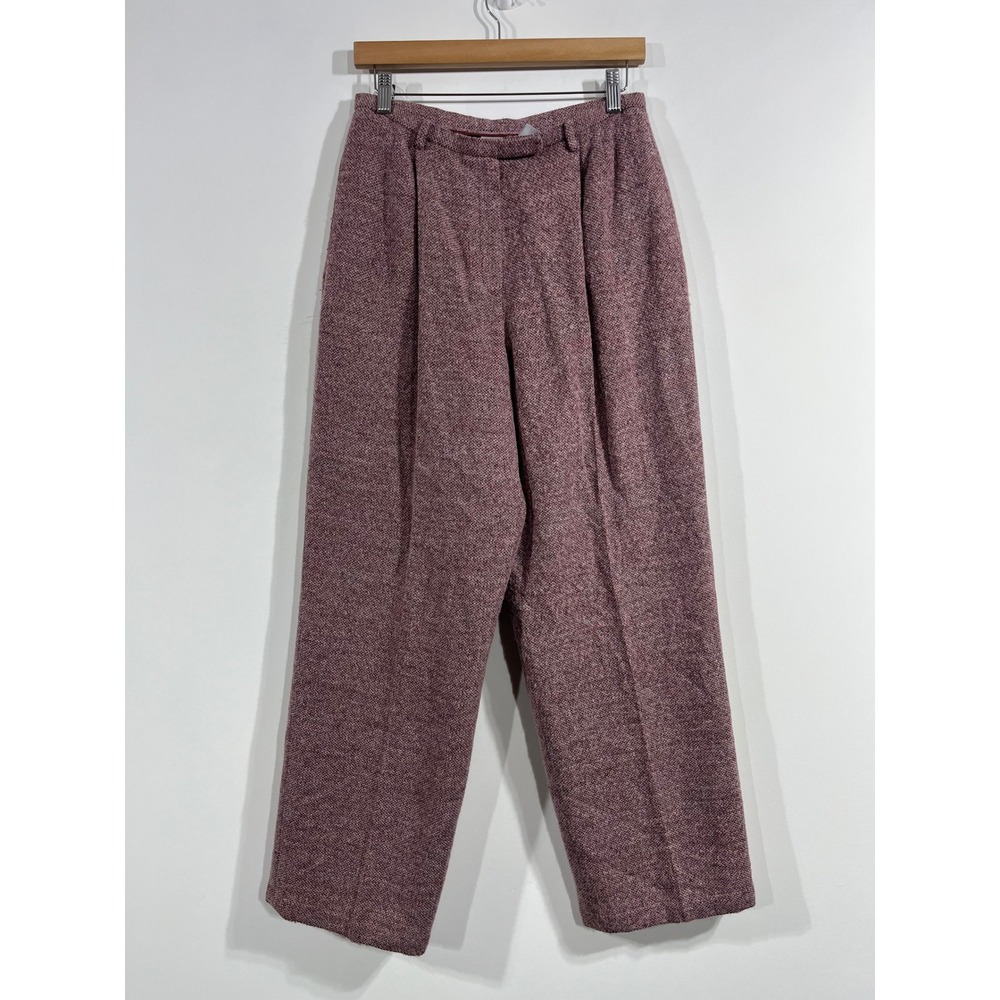 Liz Claiborne VTG Old Money Tweed Pleated Trousers Straight Leg Womens 10 Preppy